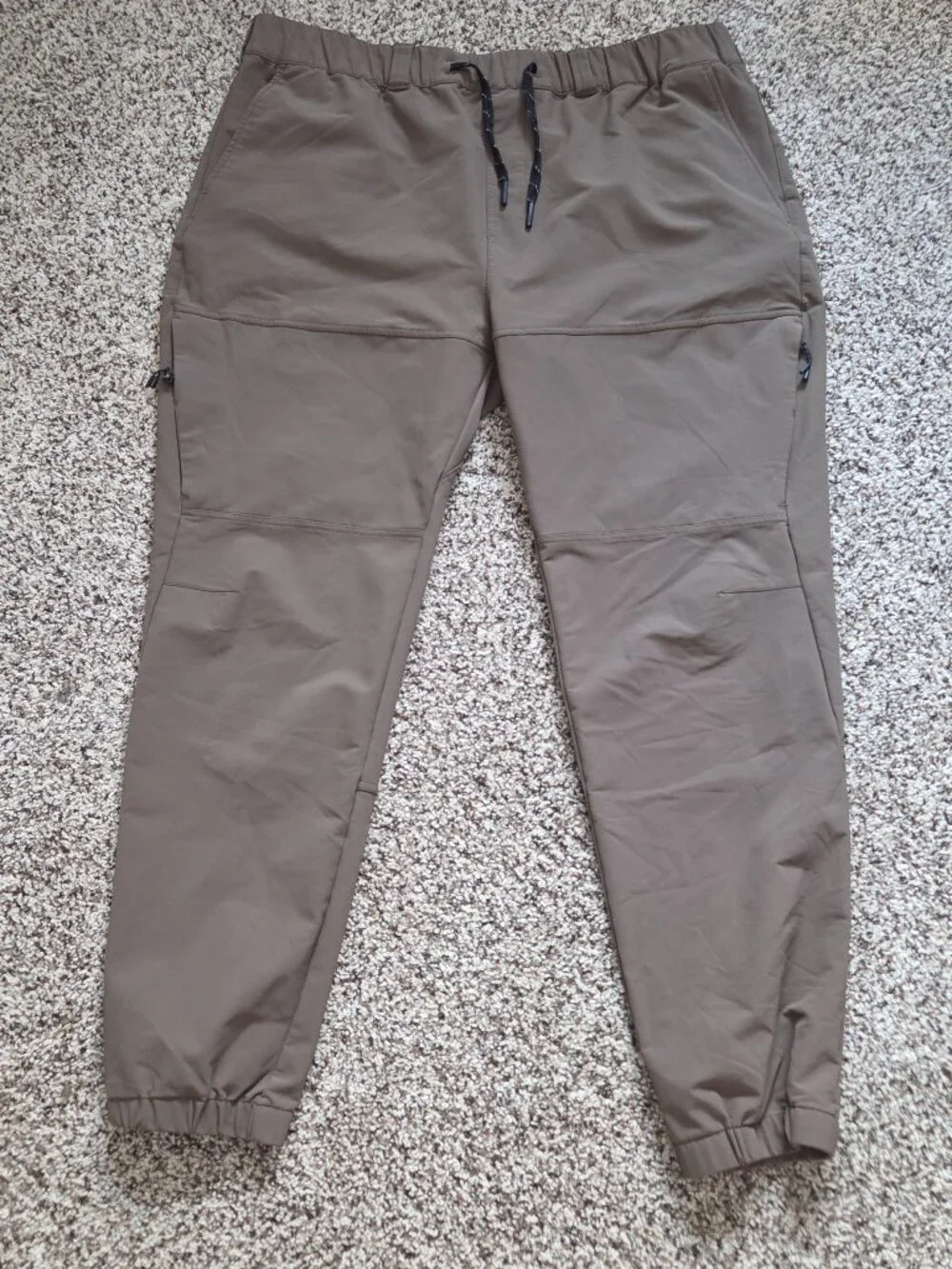 BYLT Premium Basics Men's XXL Tech Nylon Tapered Jogger Pants Fawn Zip Pockets